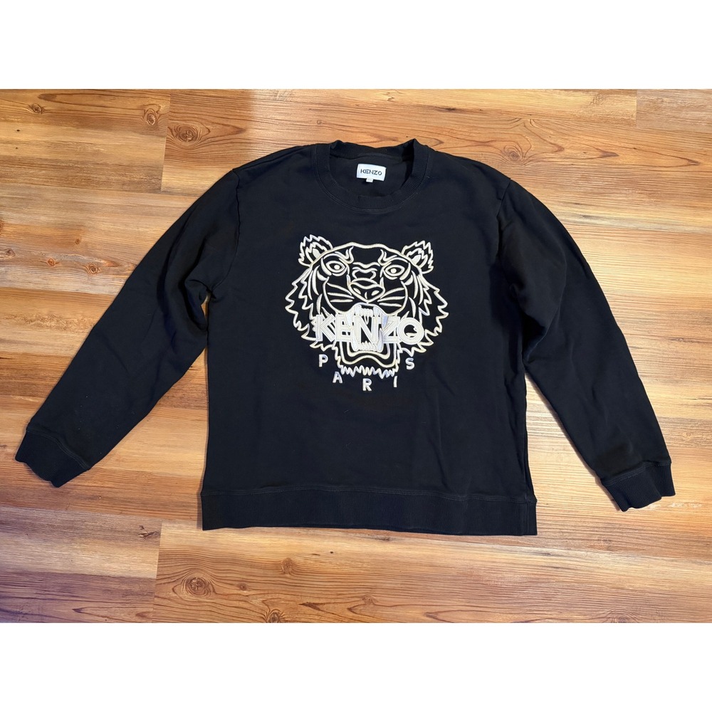 Kenzo Paris Mens Tiger‎ Head Embroidered Crewneck Sweatshirt Black XXL